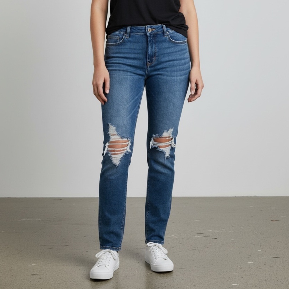 American Eagle Outfitters Women's Straight Leg Jeans - Medium Blue